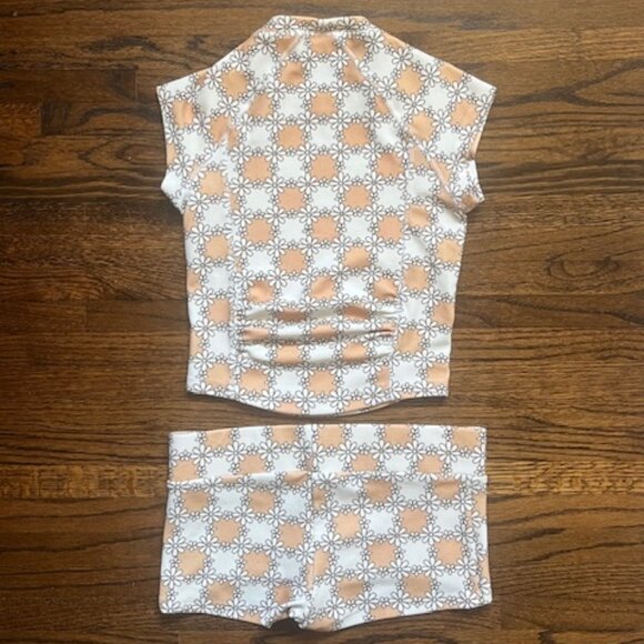 FRANKIES BIKINIS Never Worn Blue Crush Terry Floral Crop Top and Boy Shorts - Picture 2 of 6